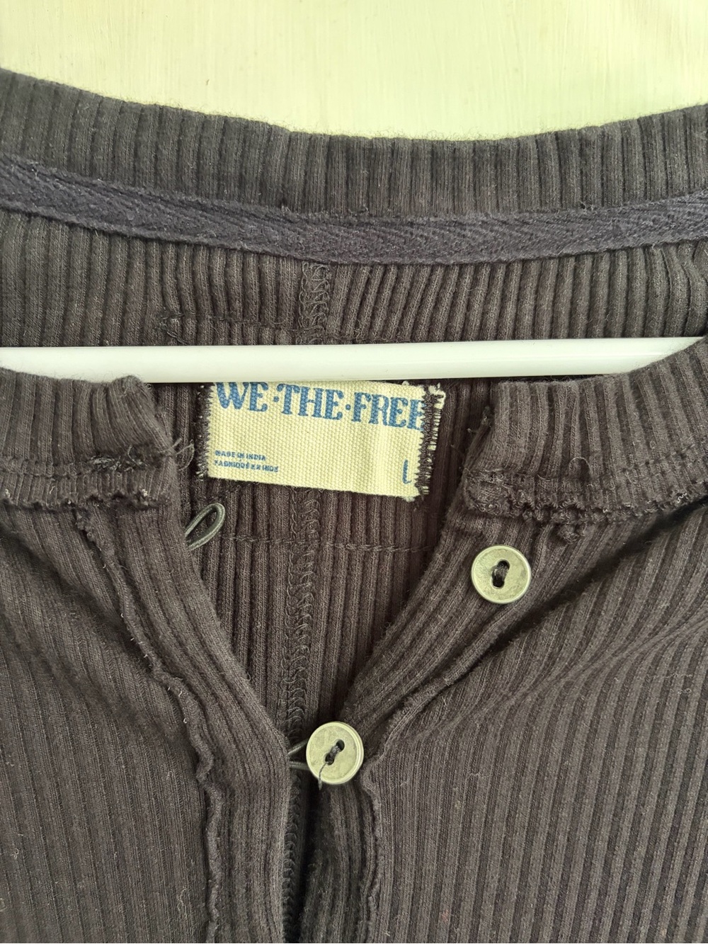 We The Free Black Ribbed Button-Up Long Sleeve Top - Picture 3 of 3